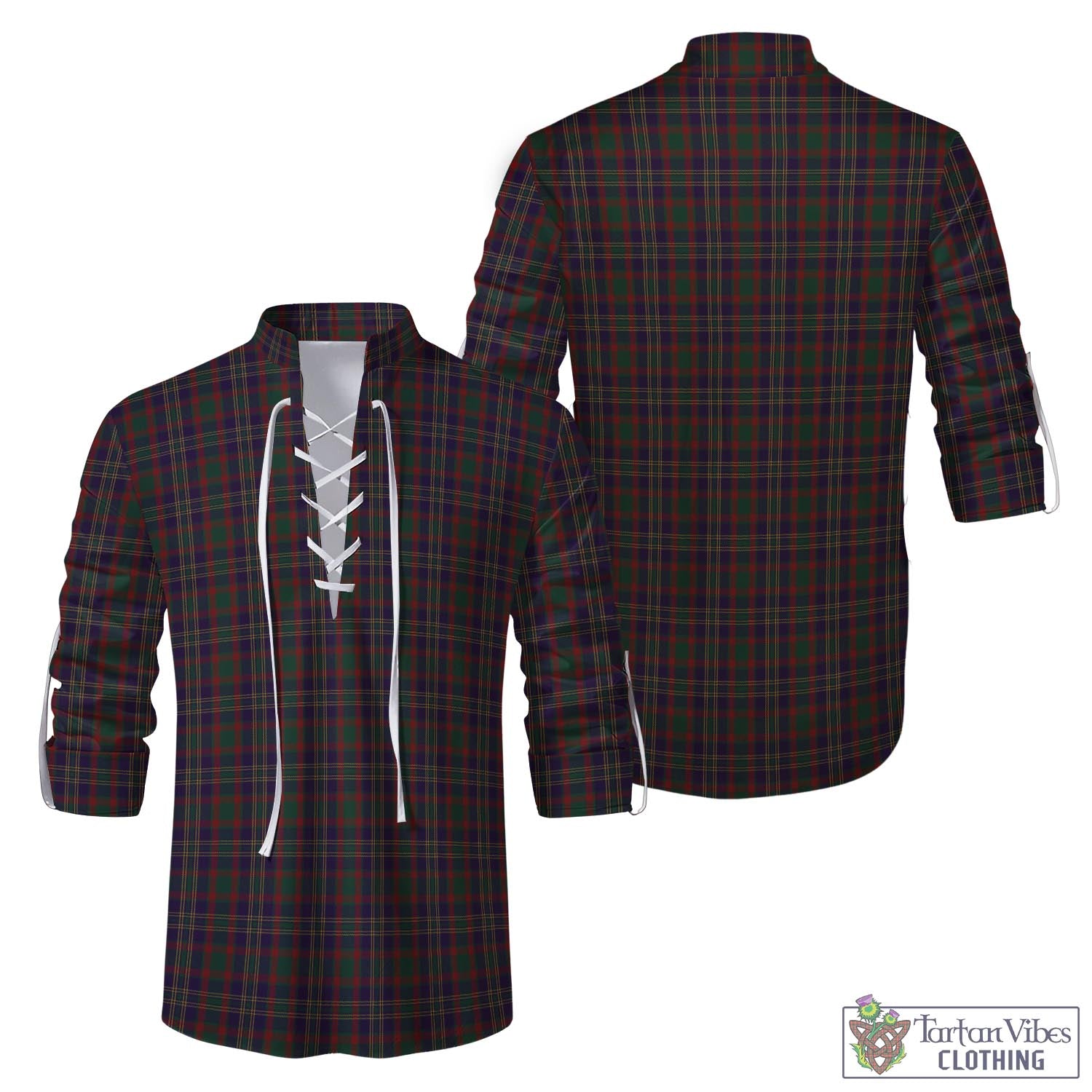 Tartan Vibes Clothing Cork County Ireland Tartan Men's Scottish Traditional Jacobite Ghillie Kilt Shirt