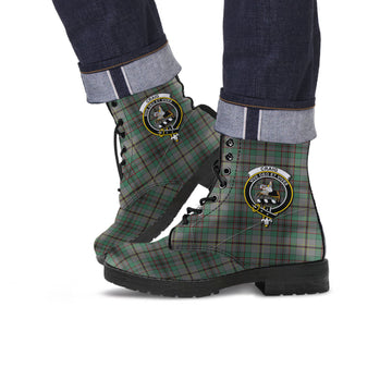 Craig Tartan Leather Boots with Family Crest