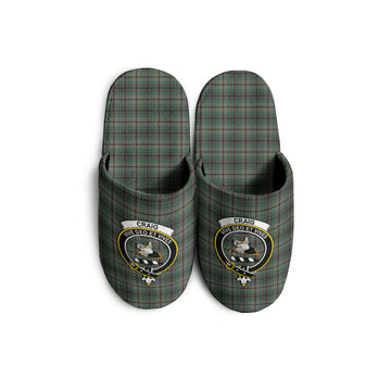 Craig Tartan Home Slippers with Family Crest
