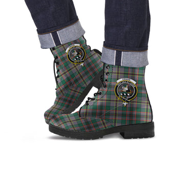 Craig Ancient Tartan Leather Boots with Family Crest