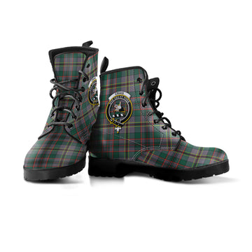 Craig Ancient Tartan Leather Boots with Family Crest