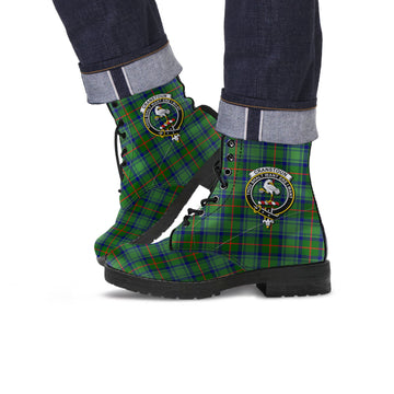 Cranstoun Tartan Leather Boots with Family Crest