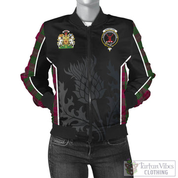 Crawford Tartan Bomber Jacket with Family Crest and Scottish Thistle Vibes Sport Style