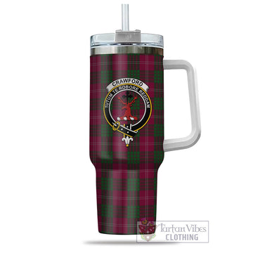 Crawford Tartan and Family Crest Tumbler with Handle