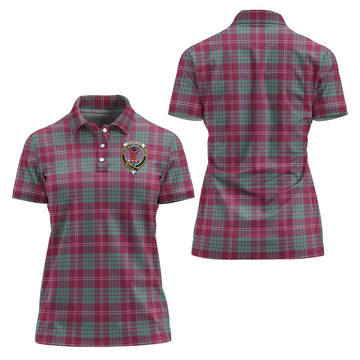 Crawford Ancient Tartan Polo Shirt with Family Crest For Women