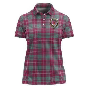 Crawford Ancient Tartan Polo Shirt with Family Crest For Women