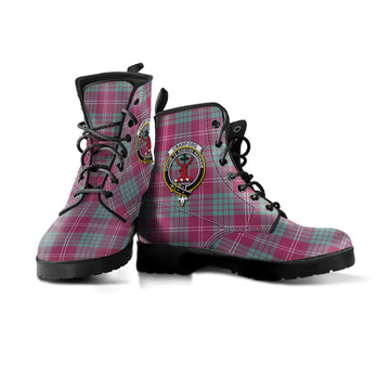 Crawford Ancient Tartan Leather Boots with Family Crest