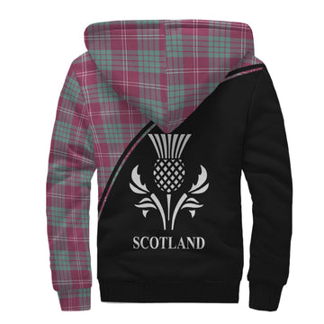 Crawford Ancient Tartan Sherpa Hoodie with Family Crest Curve Style