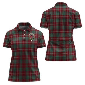 Crawford Modern Tartan Polo Shirt with Family Crest For Women