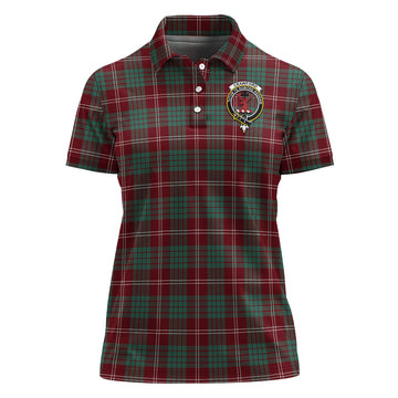 Crawford Modern Tartan Polo Shirt with Family Crest For Women