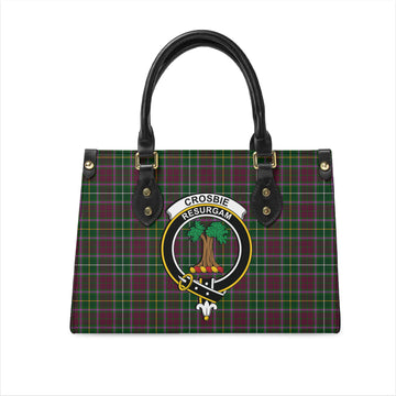 Crosbie Tartan Leather Bag with Family Crest
