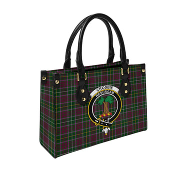 Crosbie Tartan Leather Bag with Family Crest