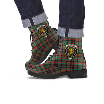 Cumming Hunting Ancient Tartan Leather Boots with Family Crest
