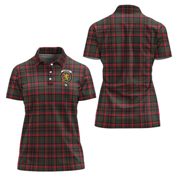 Cumming Hunting Modern Tartan Polo Shirt with Family Crest For Women