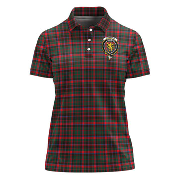 Cumming Hunting Modern Tartan Polo Shirt with Family Crest For Women