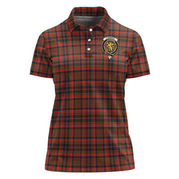 Cumming Hunting Weathered Tartan Polo Shirt with Family Crest For Women