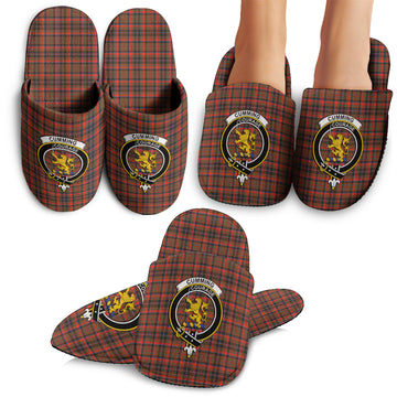 Cumming Hunting Weathered Tartan Home Slippers with Family Crest