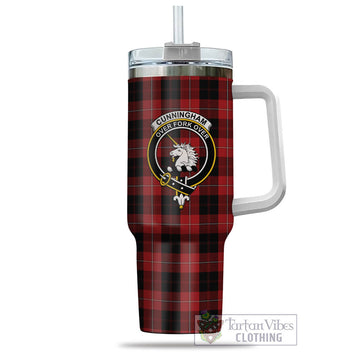 Cunningham Tartan and Family Crest Tumbler with Handle