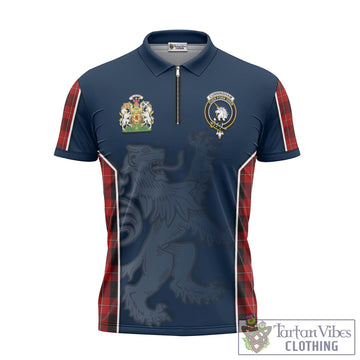 Cunningham Tartan Zipper Polo Shirt with Family Crest and Lion Rampant Vibes Sport Style