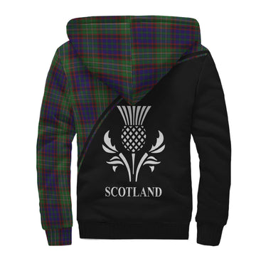 Cunningham Hunting Tartan Sherpa Hoodie with Family Crest Curve Style