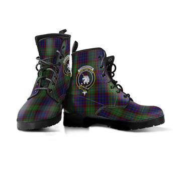 Cunningham Hunting Tartan Leather Boots with Family Crest