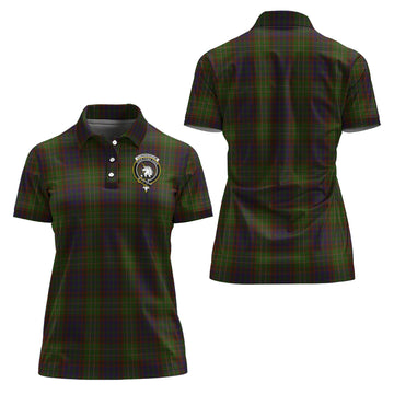 Cunningham Hunting Modern Tartan Polo Shirt with Family Crest For Women