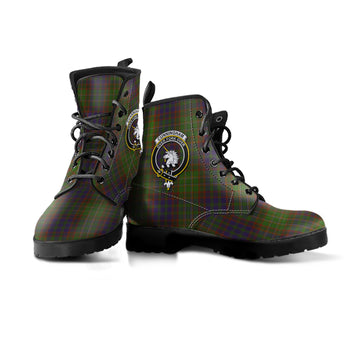 Cunningham Hunting Modern Tartan Leather Boots with Family Crest