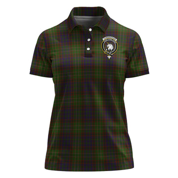 Cunningham Hunting Modern Tartan Polo Shirt with Family Crest For Women