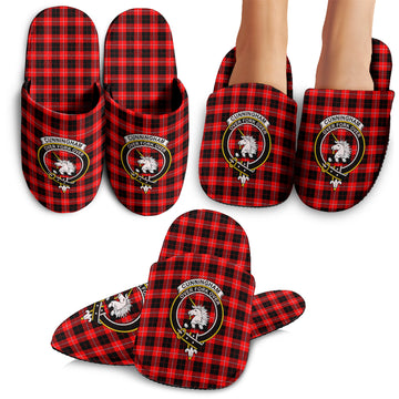 Cunningham Modern Tartan Home Slippers with Family Crest