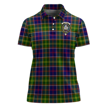 Dalrymple Tartan Polo Shirt with Family Crest For Women