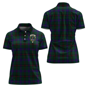 Davidson Modern Tartan Polo Shirt with Family Crest For Women