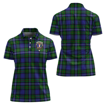 Donnachaidh Tartan Polo Shirt with Family Crest For Women