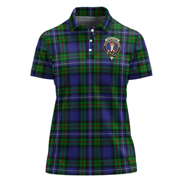 Donnachaidh Tartan Polo Shirt with Family Crest For Women