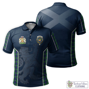 Douglas Tartan Men's Polo Shirt with Family Crest and Lion Rampant Vibes Sport Style