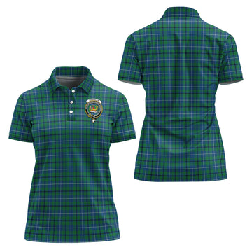 Douglas Ancient Tartan Polo Shirt with Family Crest For Women