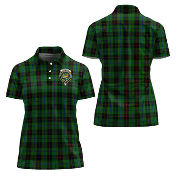 Douglas Black Tartan Polo Shirt with Family Crest For Women