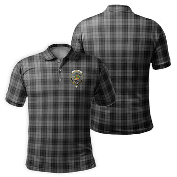 Douglas Grey Tartan Men's Polo Shirt with Family Crest