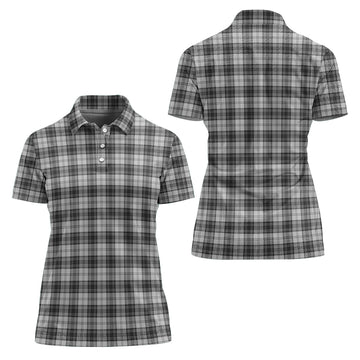 Douglas Grey Modern Tartan Polo Shirt For Women