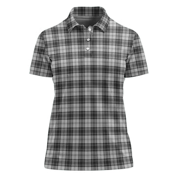 Douglas Grey Modern Tartan Polo Shirt For Women