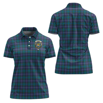 Douglas Modern Tartan Polo Shirt with Family Crest For Women