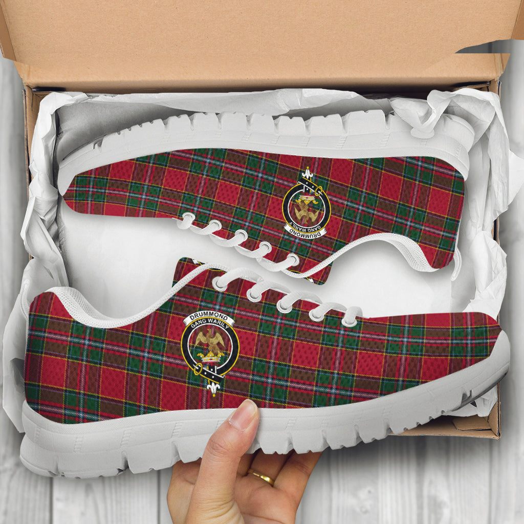 Drummond Ancient Tartan Sneakers with Family Crest - Tartanvibesclothing