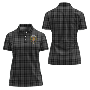 Drummond Grey Tartan Polo Shirt with Family Crest For Women