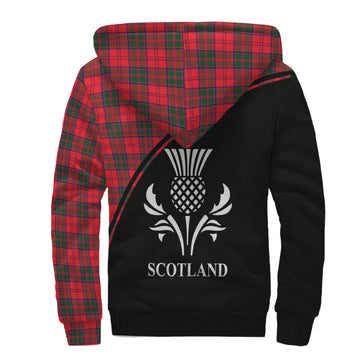 Drummond Modern Tartan Sherpa Hoodie with Family Crest Curve Style