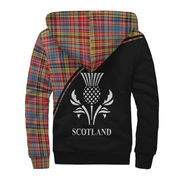 Drummond of Strathallan Modern Tartan Sherpa Hoodie with Family Crest Curve Style