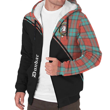 Dunbar Ancient Tartan Sherpa Hoodie with Family Crest Curve Style