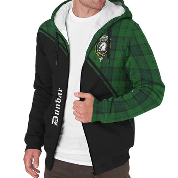 Dunbar Hunting Tartan Sherpa Hoodie with Family Crest Curve Style