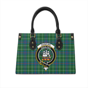 Duncan Ancient Tartan Leather Bag with Family Crest