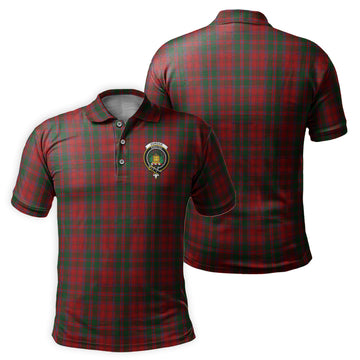 Dundas Red Tartan Men's Polo Shirt with Family Crest