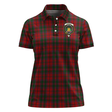 Dundas Red Tartan Polo Shirt with Family Crest For Women