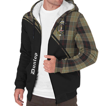 Dunlop Hunting Tartan Sherpa Hoodie with Family Crest Curve Style